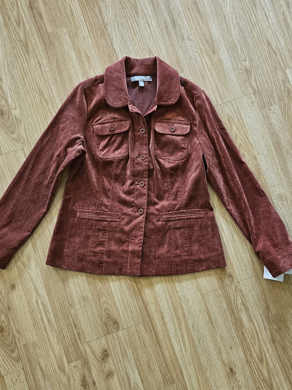 Croft & Barrow Women’s Corduroy Button-Front Jacket – Rust/Burnt Orange Size M